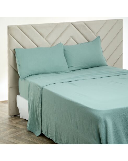 Drap plat Dili en double voile de coton céladon