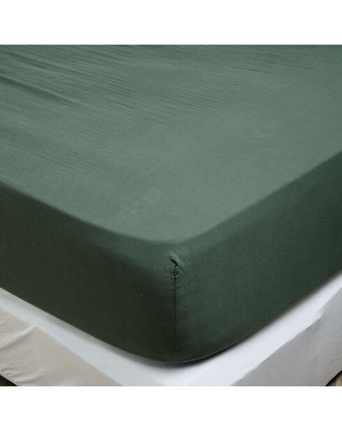 Drap housse Dili en double voile de coton pigeon