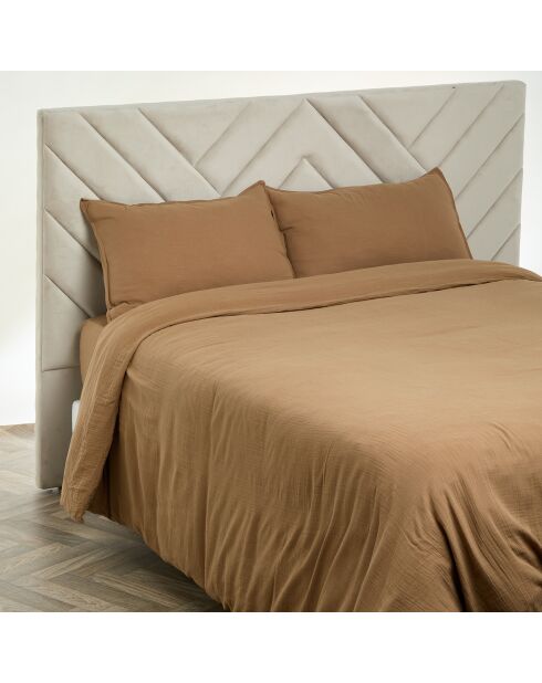 Drap housse Dili en double voile de coton tabac