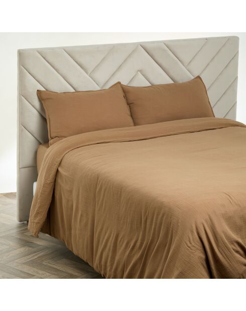 Housse de couette Dili en double voile de coton tabac