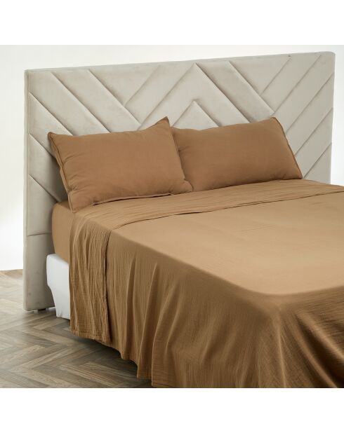 Drap plat Dili en double voile de coton tabac