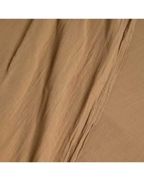 Drap plat Dili en double voile de coton tabac