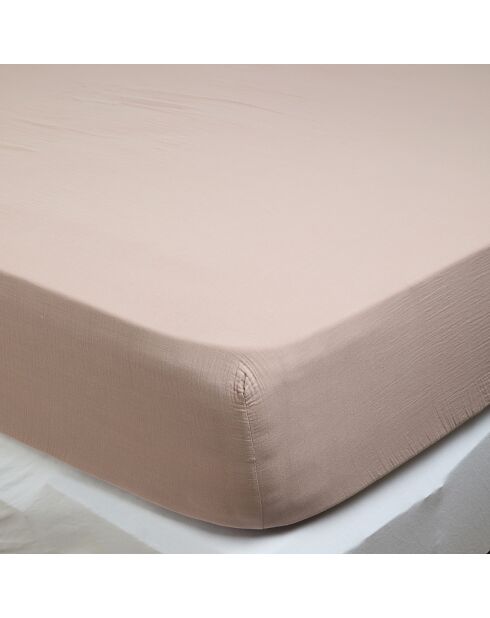 Drap housse Dili en double voile de coton pétale