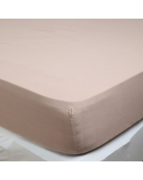 Drap housse Dili en double voile de coton pétale