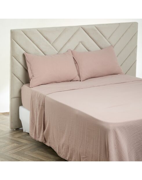 Drap plat Dili en double voile de coton pétale