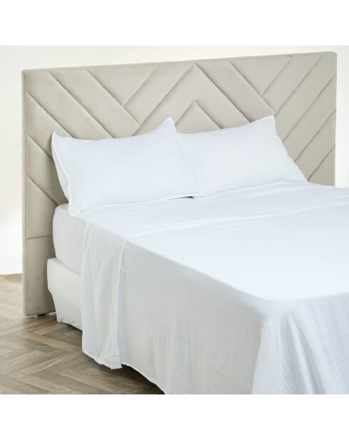Drap plat Dili en double voile de coton blanc