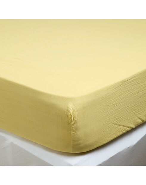 Drap housse Dili en double voile de coton paille