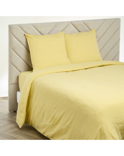Drap housse Dili en double voile de coton paille