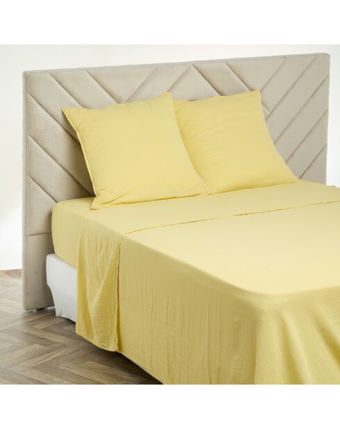 Drap plat Dili en double voile de coton paille