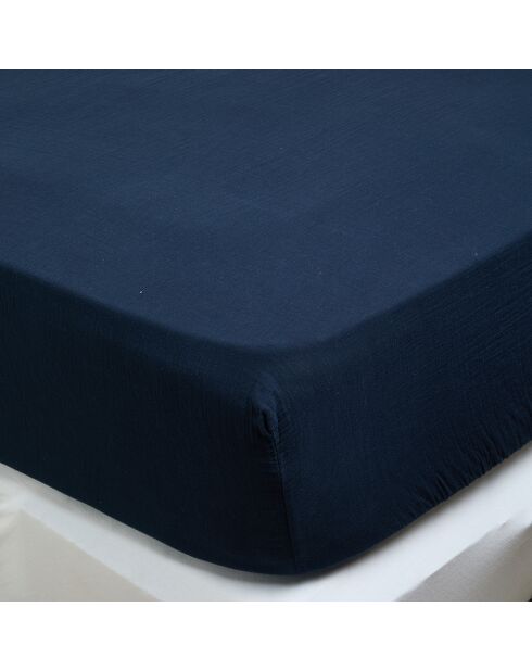 Drap housse Dili en double voile de coton encre