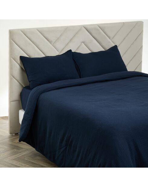 Drap housse Dili en double voile de coton encre