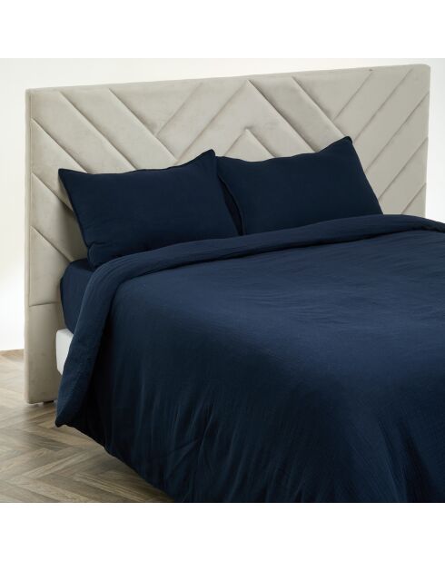 2 Taies d'oreiller Dili en double voile de coton encre