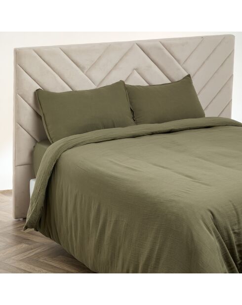 Drap housse Dili en double voile de coton kaki
