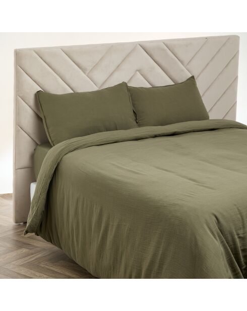 Housse de couette Dili en double voile de coton kaki