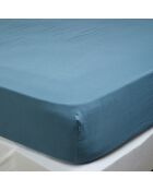 Drap housse Dili en double voile de coton turquin