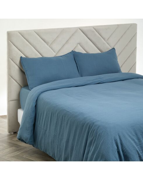 Drap housse Dili en double voile de coton turquin