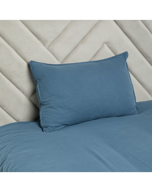 2 Taies d'oreiller Dili en double voile de coton turquin