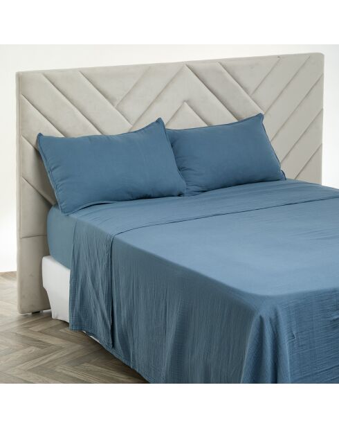 Drap plat Dili en double voile de coton turquin