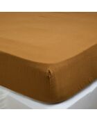 Drap housse Dili en double voile de coton gold