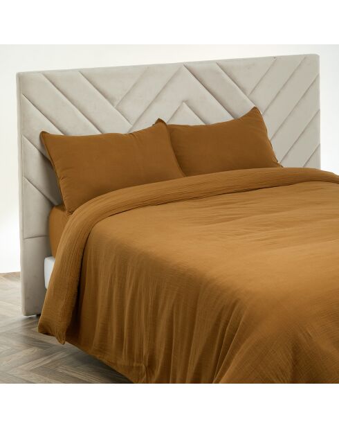 Drap housse Dili en double voile de coton gold