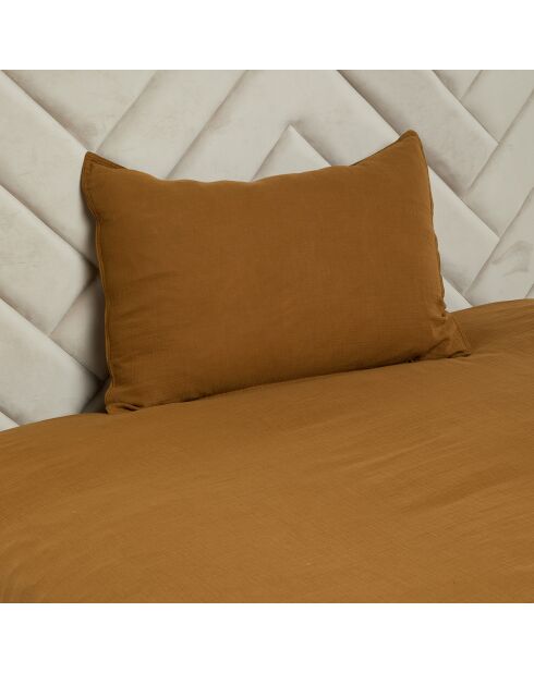 2 Taies d'oreiller Dili en double voile de coton gold
