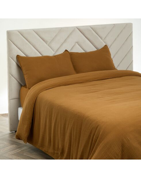 2 Taies d'oreiller Dili en double voile de coton gold