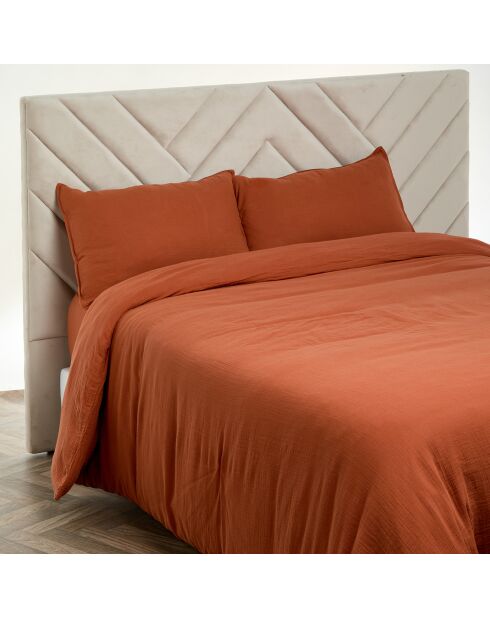 Drap housse Dili en double voile de coton terre brûlée