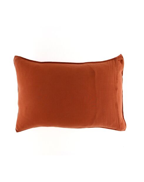 2 Taies d'oreiller Dili en double voile de coton terre brûlée