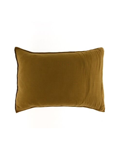 2 Taies d'oreiller Dili en double voile de coton gold