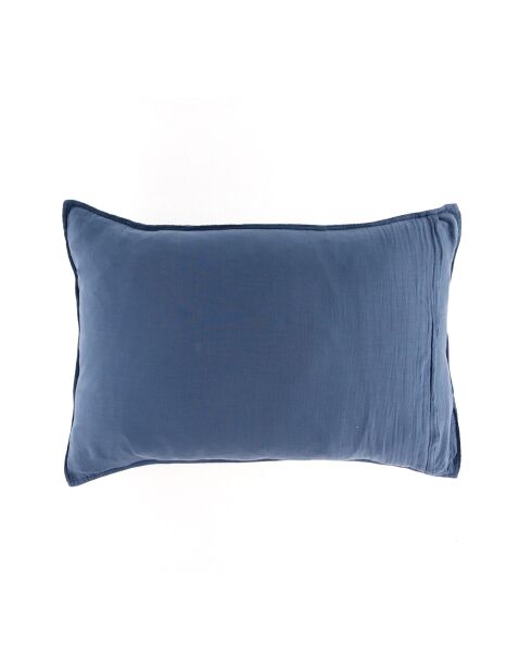 2 Taies d'oreiller Dili en double voile de coton turquin