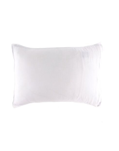 2 Taies d'oreiller Dili en double voile de coton blanches
