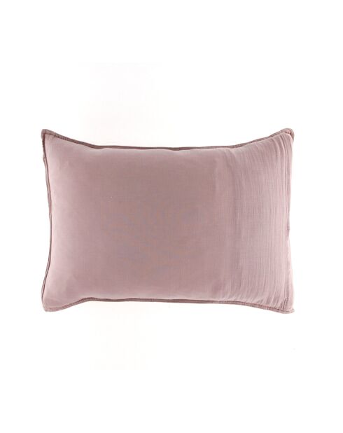 2 Taies d'oreiller Dili en double voile de coton pétale