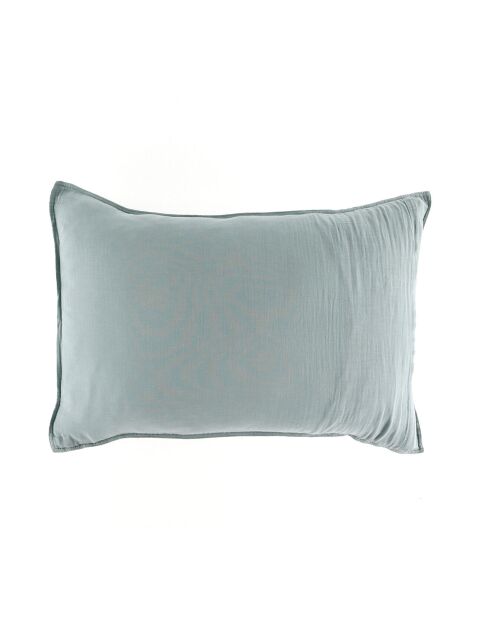 2 Taies d'oreiller Dili en double voile de coton céladon
