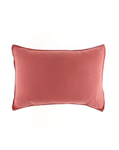 2 Taies d'oreiller Dili en double voile de coton bois de rose