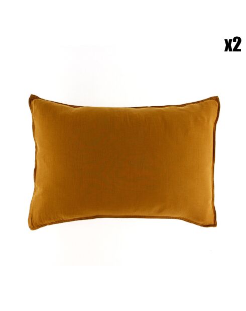 2 Taies d'oreiller Dili en double voile de coton daim