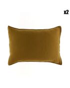 2 Taies d'oreiller Dili en double voile de coton gold