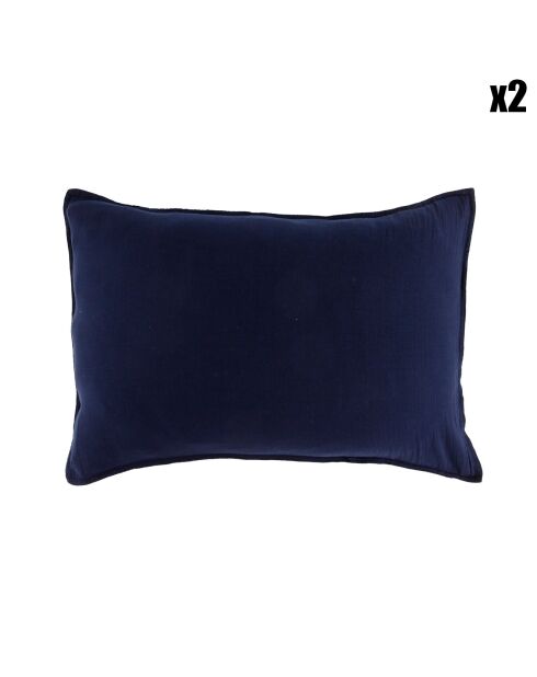2 Taies d'oreiller Dili en double voile de coton encre