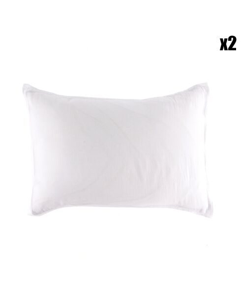 2 Taies d'oreiller Dili en double voile de coton blanches