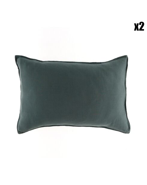 2 Taies d'oreiller Dili en double voile de coton pigeon