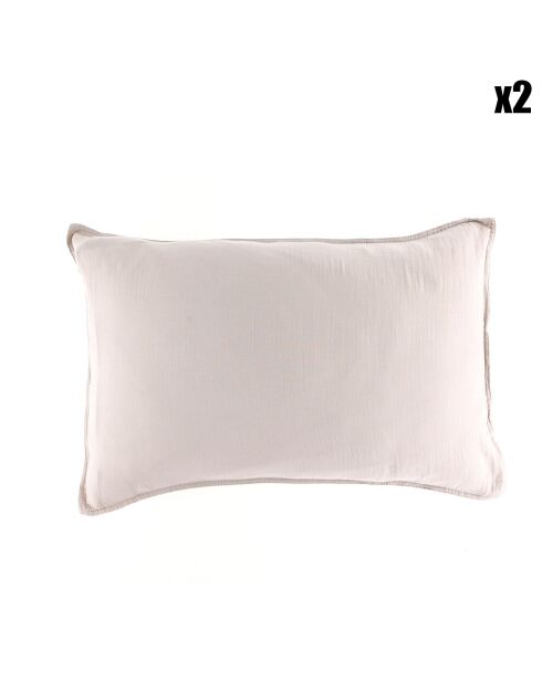 2 Taies d'oreiller Dili en double voile de coton lin