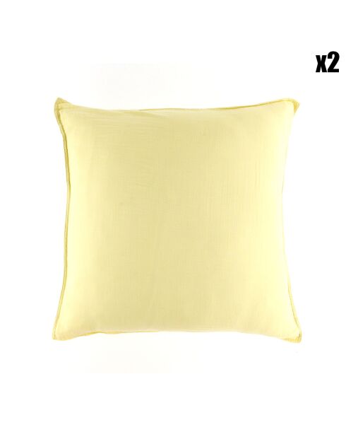2 Taies d'oreiller Dili en double voile de coton paille