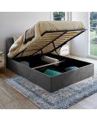 Lit coffre Louise en velours avec sommier et tête de lit arrondie gris - 140x190 cm