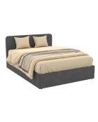 Lit coffre Louise en velours avec sommier et tête de lit arrondie gris - 140x190 cm