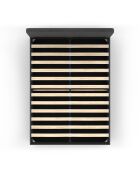 Lit coffre Louise en velours avec sommier et tête de lit arrondie gris - 140x190 cm