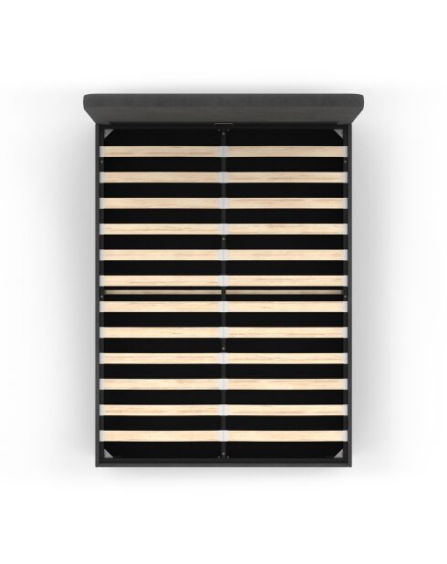 Cama tipo baúl Louise de terciopelo con somier y cabecero gris redondeado, 140 x 190 cm