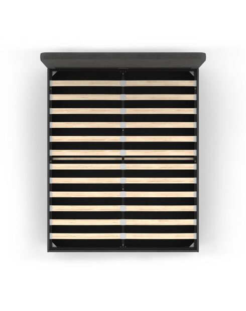 Couchbett Louise aus Samt mit Boxspringbett und abgerundetem grauem Kopfteil — 160x200 cm