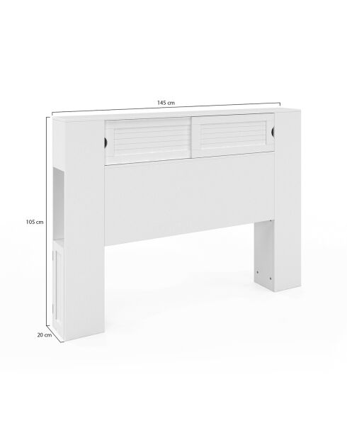Tête de lit sur pieds Orem avec rangement coulissant blanche - 140 cm