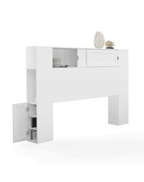 Tête de lit sur pieds Orem avec rangement coulissant blanche - 140 cm