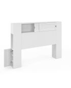 Tête de lit sur pieds Orem avec rangement coulissant blanche - 140 cm