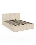 Lit coffre Valentina en velours avec sommier et tête de lit beige - 140x190 cm